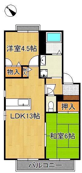タイムIII(2LDK/2階)の間取り写真