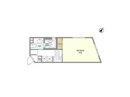 ラクラス洗足(1K/4階)の間取り写真