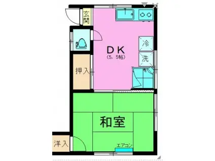 小堀荘(1DK/2階)の間取り写真