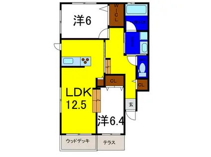 ピース・ソレイユ(2LDK/1階)の間取り写真