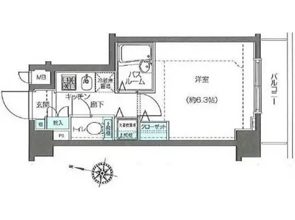 フェニックス西新宿弐番館(1K/4階)の間取り写真