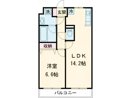 サウスヒルズ(1LDK/1階)の間取り写真