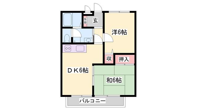ハイツサンシティ保城(2DK/2階)の間取り写真