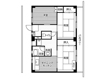 ビレッジハウス迎田2号棟(3DK/3階)の間取り写真