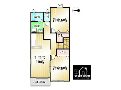 モーントシャインB(2LDK/2階)の間取り写真