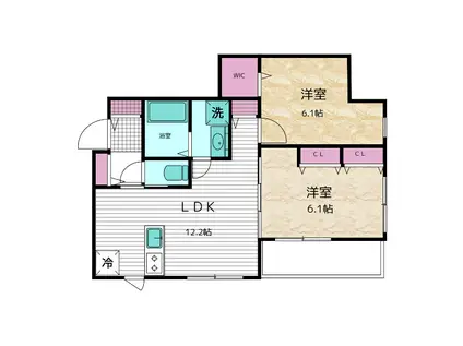 MAISON DU BONHEUR(2LDK/3階)の間取り写真