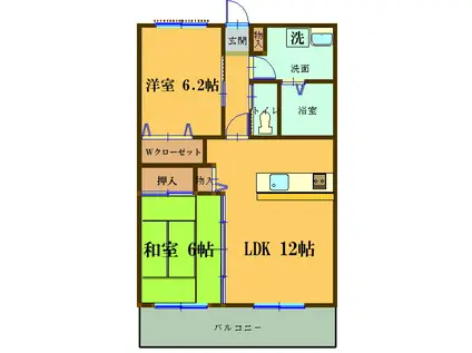 エディフィスイースト(2LDK/2階)の間取り写真