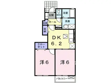 ヴィッセン有田 II(2DK/1階)の間取り写真