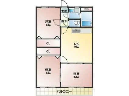 サンモール山下(3DK/2階)の間取り写真
