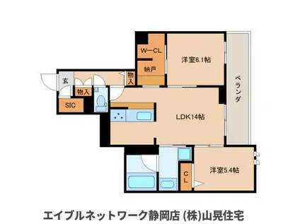 AVANCE東草深イースト(2LDK/2階)の間取り写真