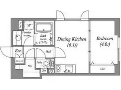 オーパスホームズ千駄木(1DK/6階)の間取り写真