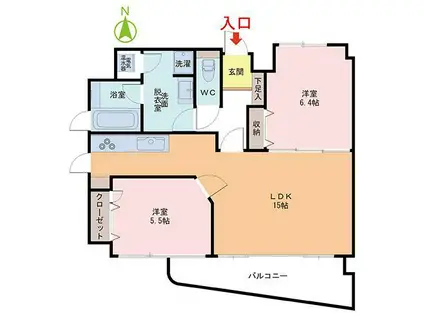 プチアベニュー大和田(2LDK/4階)の間取り写真