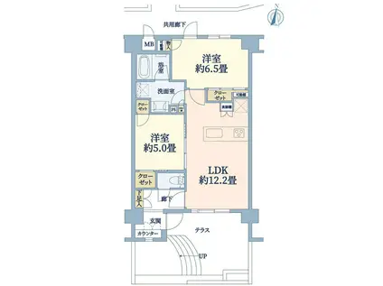 メルディア横濱桜木町(2LDK/1階)の間取り写真