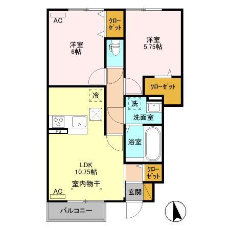 スペチアーレ I(2LDK/1階)の間取り写真