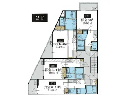 GRAN DEUR東和(1K/2階)の間取り写真