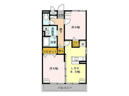 サニーウエル(2LDK/3階)の間取り写真