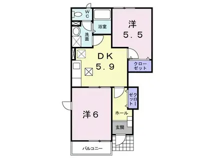 プラティークメゾン(2DK/1階)の間取り写真