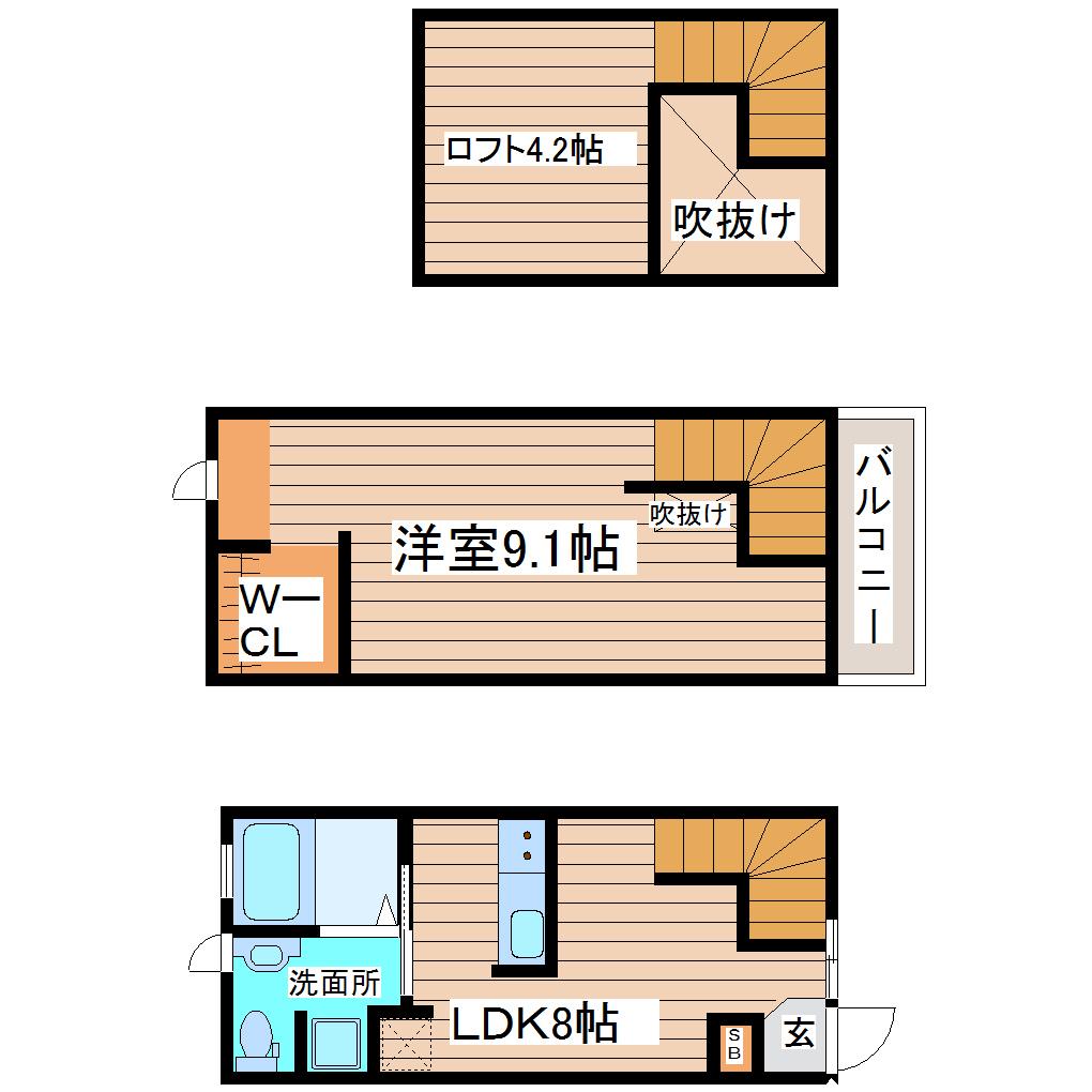 アルタイル(1LDK/1階)の間取り写真