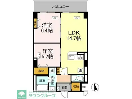 カスタリア西船橋II(2LDK/2階)の間取り写真