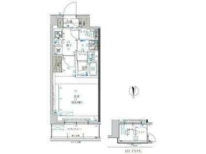 クレイシア両国ルクール(1K/1階)の間取り写真