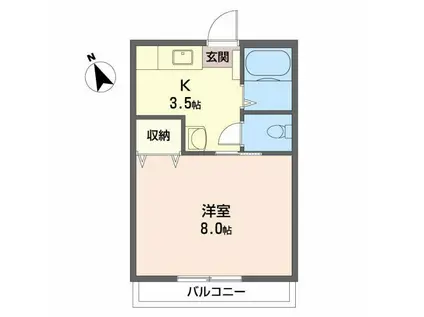 メゾンM-1(1K/1階)の間取り写真