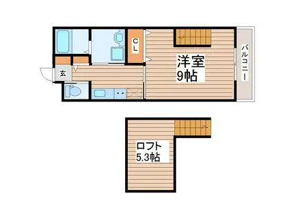 ブランニューY&S(1K/2階)の間取り写真