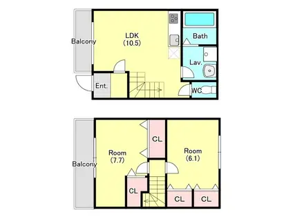 カーサブランカ(2LDK/1階)の間取り写真