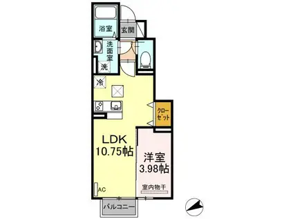 ジェントル篠崎(1LDK/1階)の間取り写真