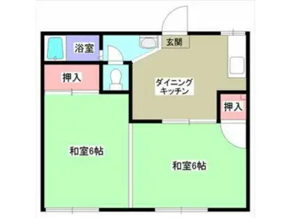 ベルジュール A(2DK/1階)の間取り写真