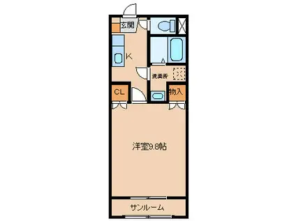 ドリームハウス速星(1K/1階)の間取り写真