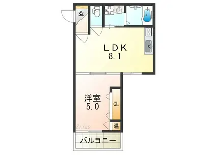 エルグランド(1LDK/1階)の間取り写真