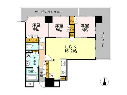 プレミスト泉レジデンス(3LDK/17階)の間取り写真