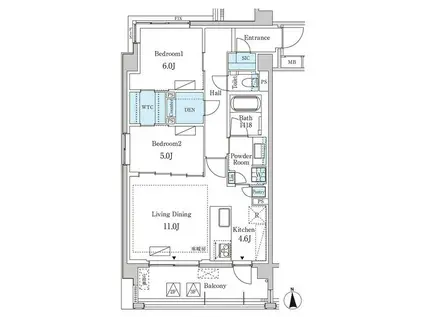 グランドゥ―ルプレミアム代々木大山(2LDK/3階)の間取り写真