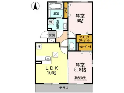 エスぺランサNOZOMI(2LDK/1階)の間取り写真