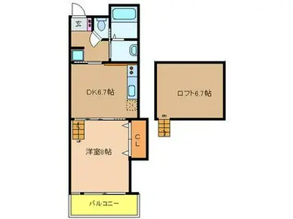 ブランヴェール(1DK/3階)の間取り写真