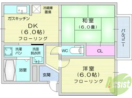 セジュールA(2DK/2階)の間取り写真