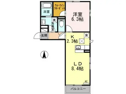 バルミーハウス(1LDK/2階)の間取り写真