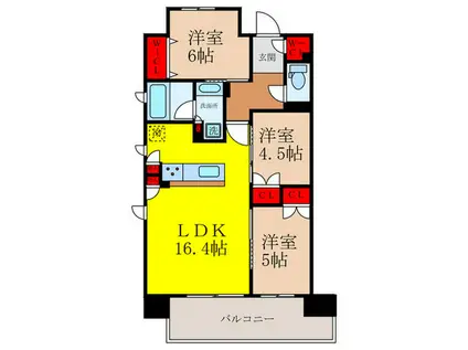グランドメゾン真田山ゲートハウス(3LDK/6階)の間取り写真