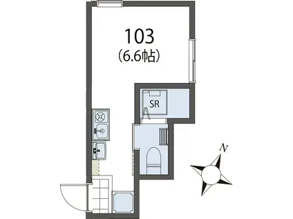 初期費用26万円以下シエスタヴィラ 代田橋 エルプエブロ N棟(ワンルーム/1階)の間取り写真