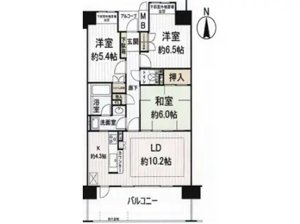 ジオメゾン新千里東町2番館(3LDK/12階)の間取り写真