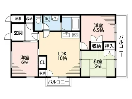 ゼンコウコーポラス6号館(3LDK/2階)の間取り写真