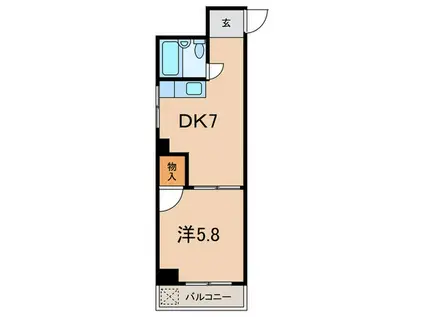 ヒューマンハイツ(1DK/5階)の間取り写真