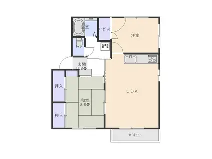 フレグランス静(2LDK/2階)の間取り写真