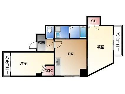 ワンコレクト神田(2DK/3階)の間取り写真