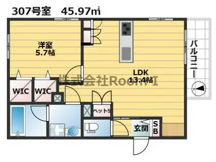 ビブレ アンサンブル・旭化成ヘーベルメゾンHEBEL H(1LDK/3階)の間取り写真