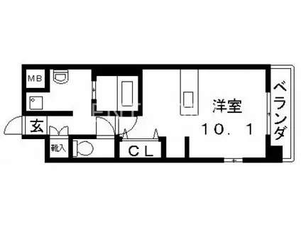 エクセルコート・布施・タワー(ワンルーム/9階)の間取り写真