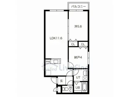 エーエムアイ中の島(2LDK/4階)の間取り写真