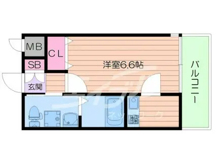 W.O.B.KYOBASHI(1K/6階)の間取り写真