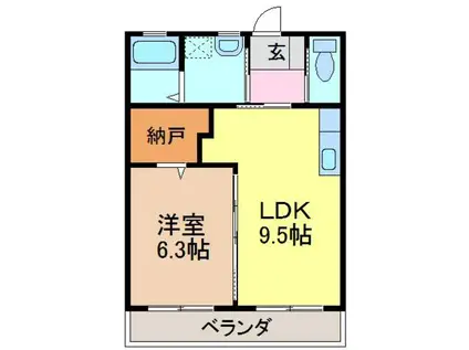 プレアデスV(1LDK/2階)の間取り写真