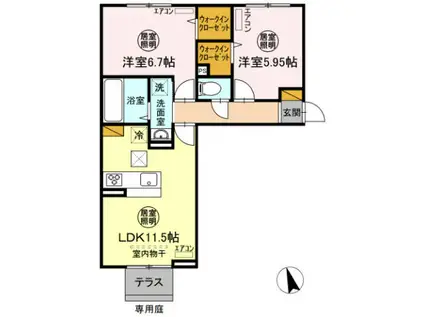 ニーナサクレ(2LDK/1階)の間取り写真